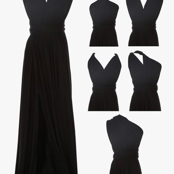 Black Sleeveless Maxi Dress with Plunging V-neckline - Picture 1 of 5